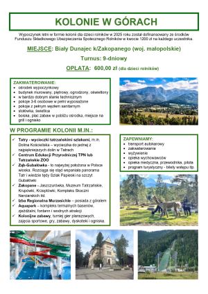 Opis i plan kolonii
