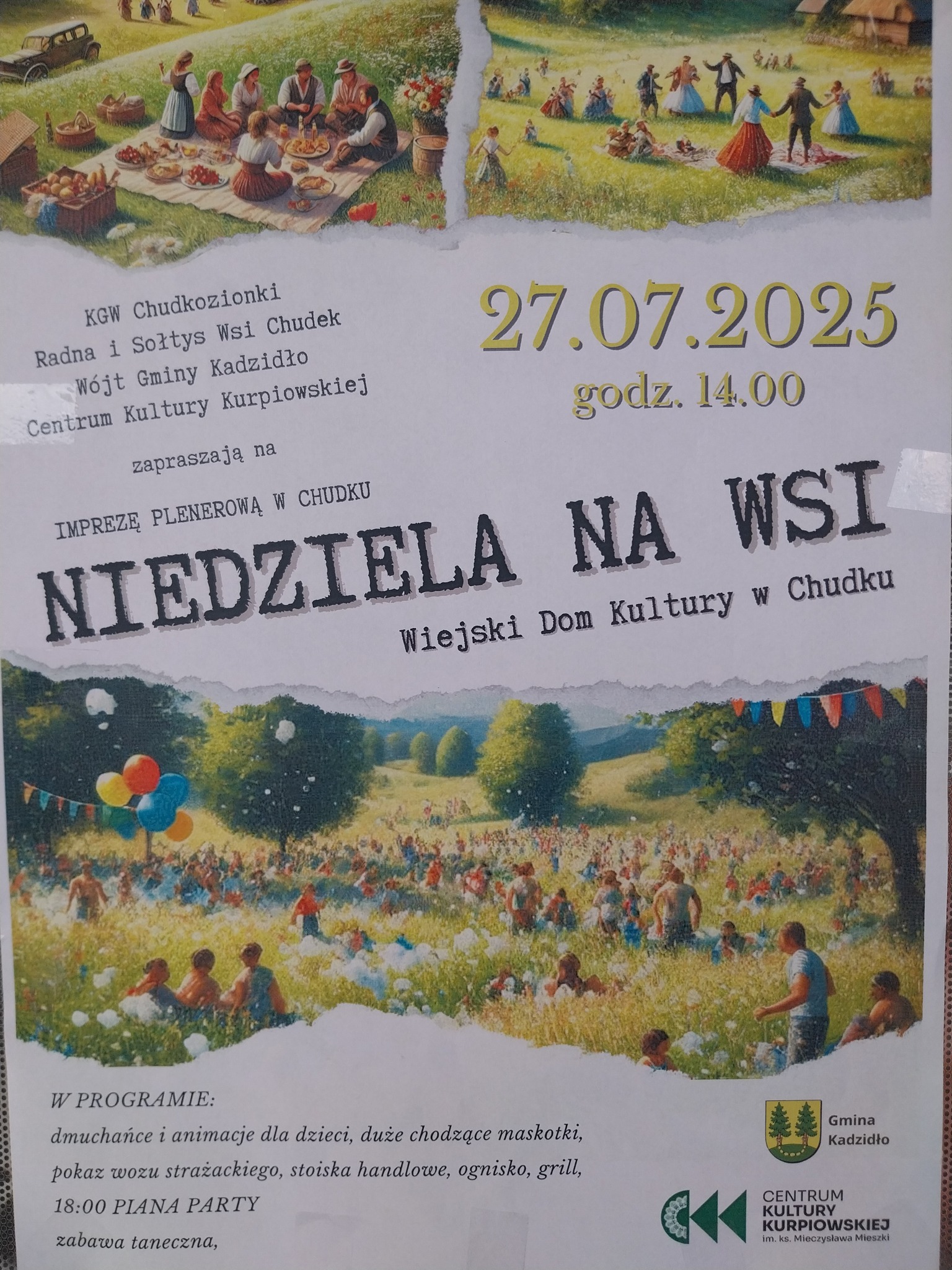 Zapraszamy 27.07 Impreza plenerowa "Niedziela na wsi" w Chudku