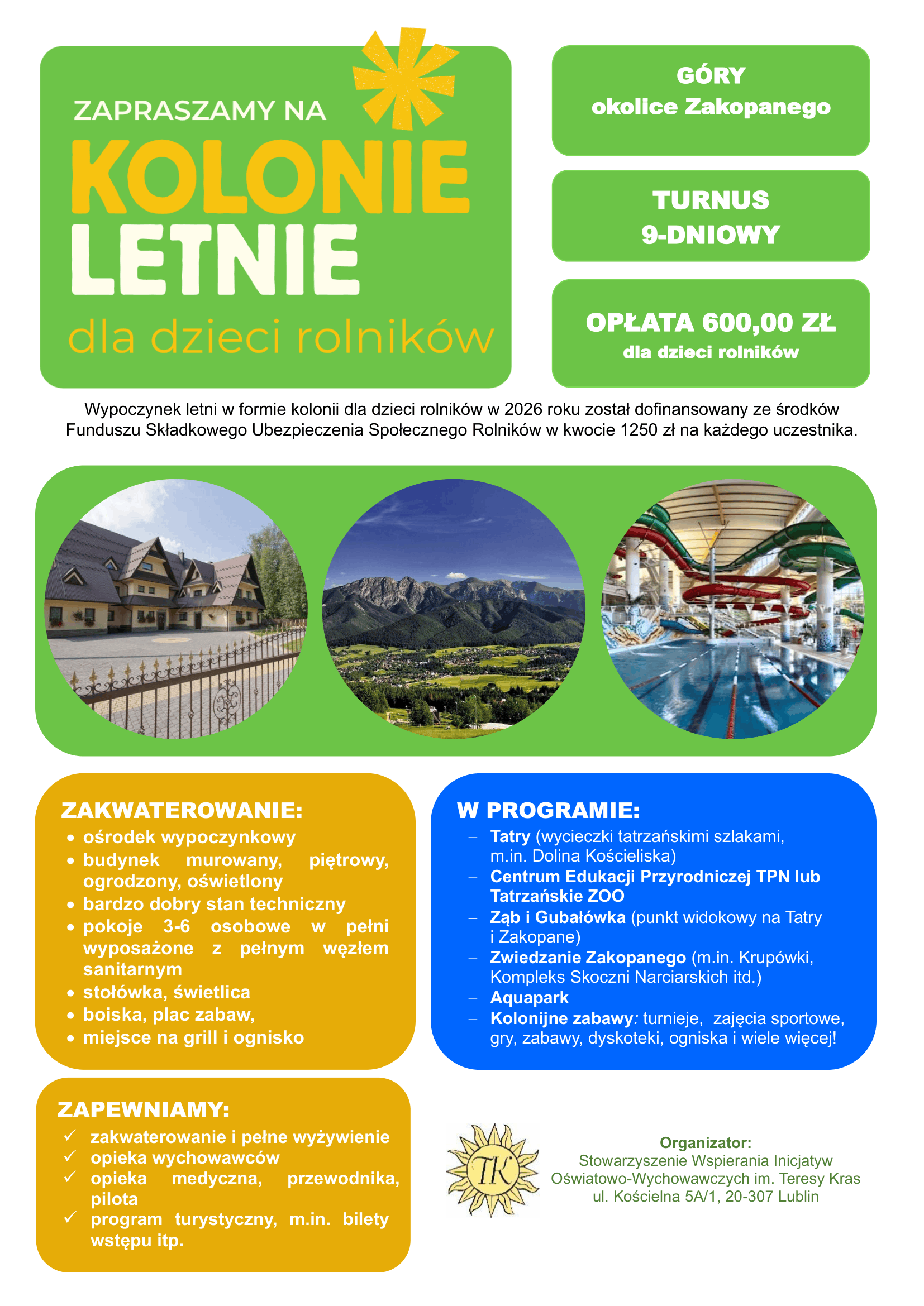 Kolonie Letnie dla dzieci Rolników